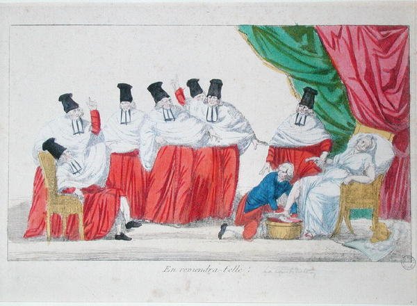 Caricatura do nascimento da Constituição Francesa de French School