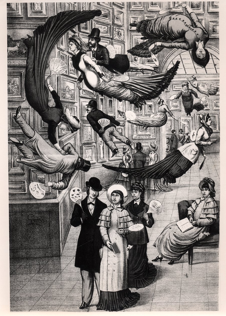 Caricatura de visitantes ao Salão de Paris de 1880 de French School