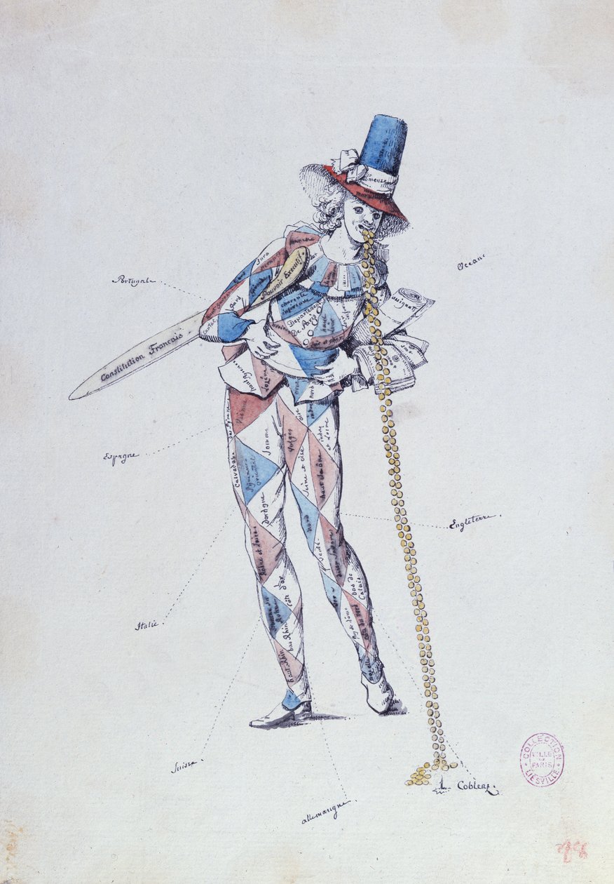 Caricatura satirizando emigrantes franceses aristocráticos, c.1792 de French School