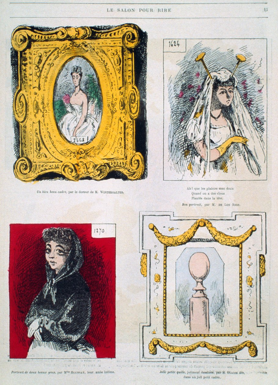 Caricaturas de pintores, Franz Xavier Winterhalter, Glaize Filho, ilustração de Le Salon pour Rire de French School
