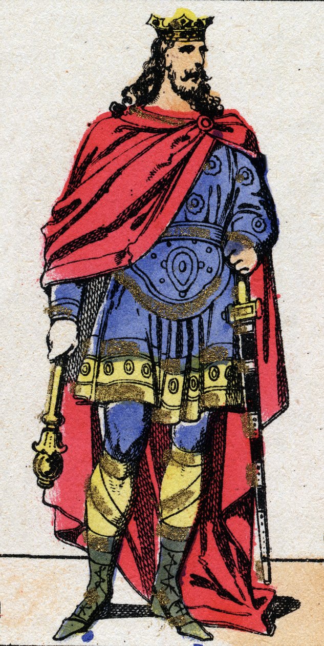 Dinastia Carolíngia: Retrato de Louis I disse o Pio ou "o Debonnaire" (778-840) rei de Franks de 814 a 840. Imagem epinal do final do século XIX. Coleção particular. de French School