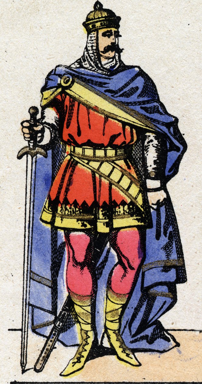 Dinastia Carolíngia: Retrato de Eudes ou Odon (v. 860-898) Rei dos Francos de 888 a 898. Imagem epinal do final do século XIX. Coleção particular. de French School