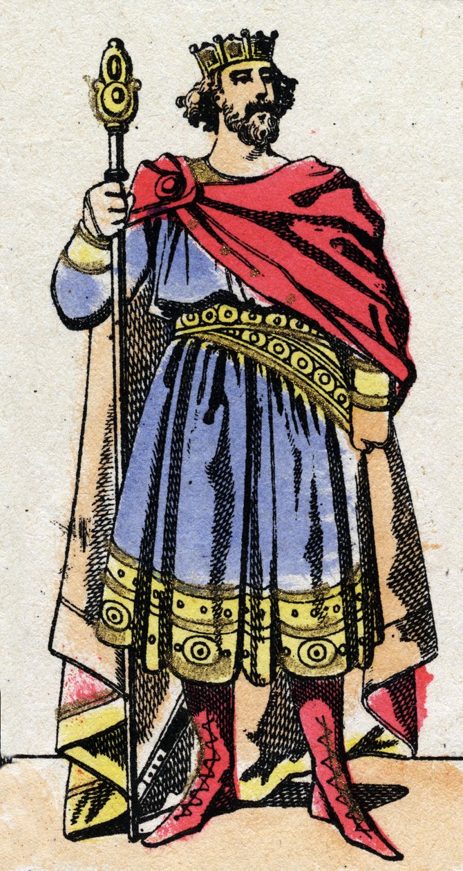 Dinastia Carolíngia: Retrato de Raul de França (ou Rodolfo, v. 890-936) rei dos Francos de 923 a 936. Imagem epinal do final do século XIX. Coleção particular. de French School