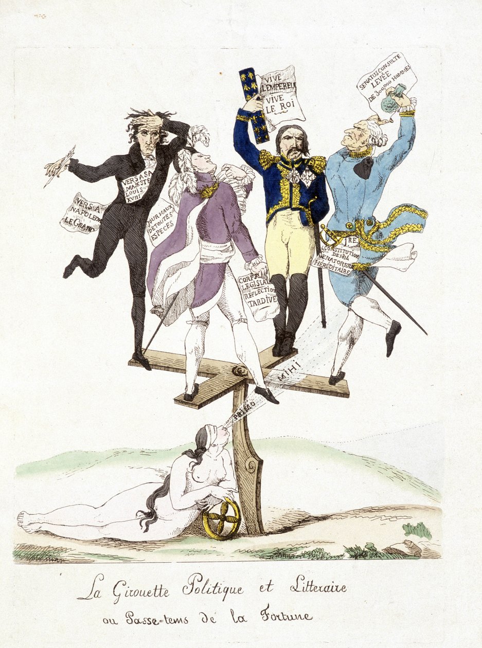 Desenho animado sobre Napoleão Bonaparte. O cata-vento político e literário onde a sorte passa. de French School