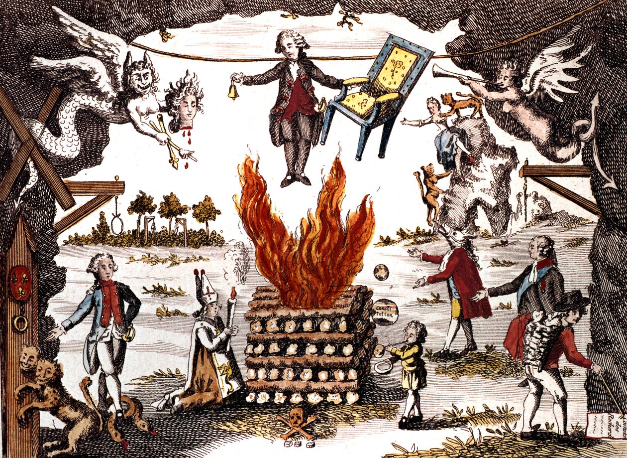 Desenho de Mirabeau, presidindo o Clube Jacobino, 1789 de French School