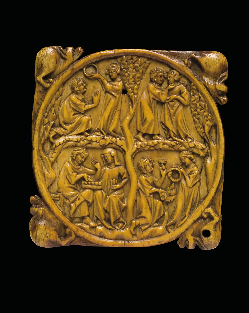 Capa de espelho esculpida, Paris, c.1310-20 de French School