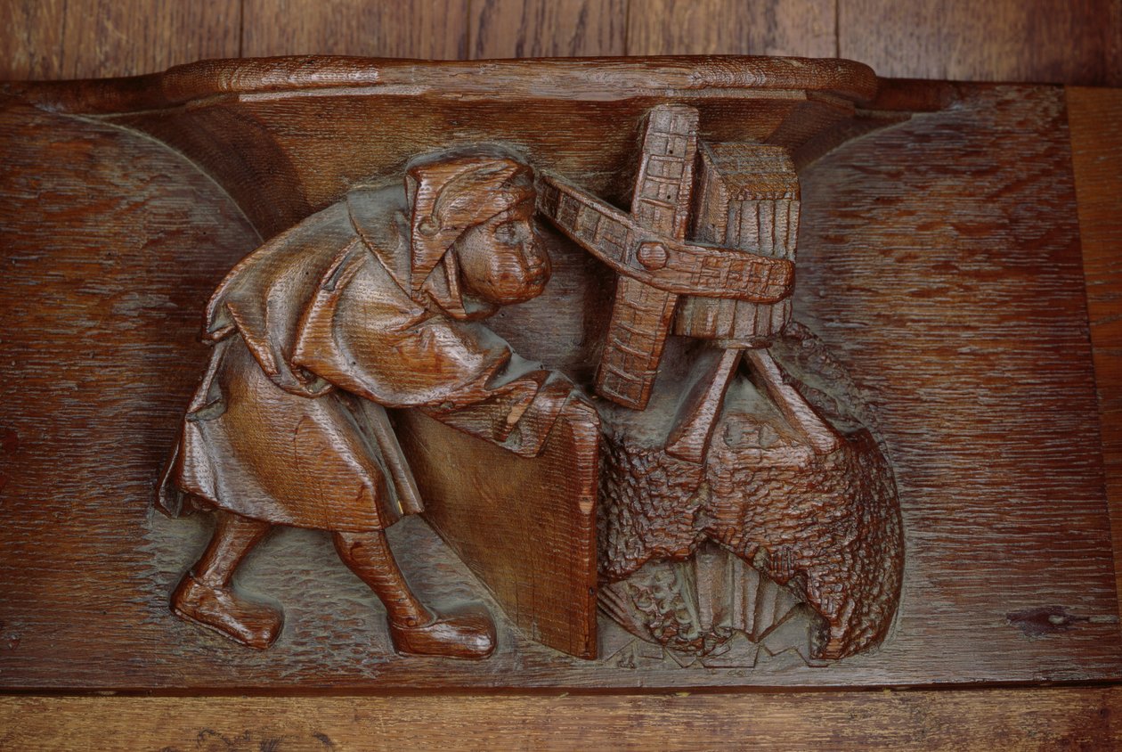 Escultura de um moleiro, de uma banca de coro (madeira) de French School