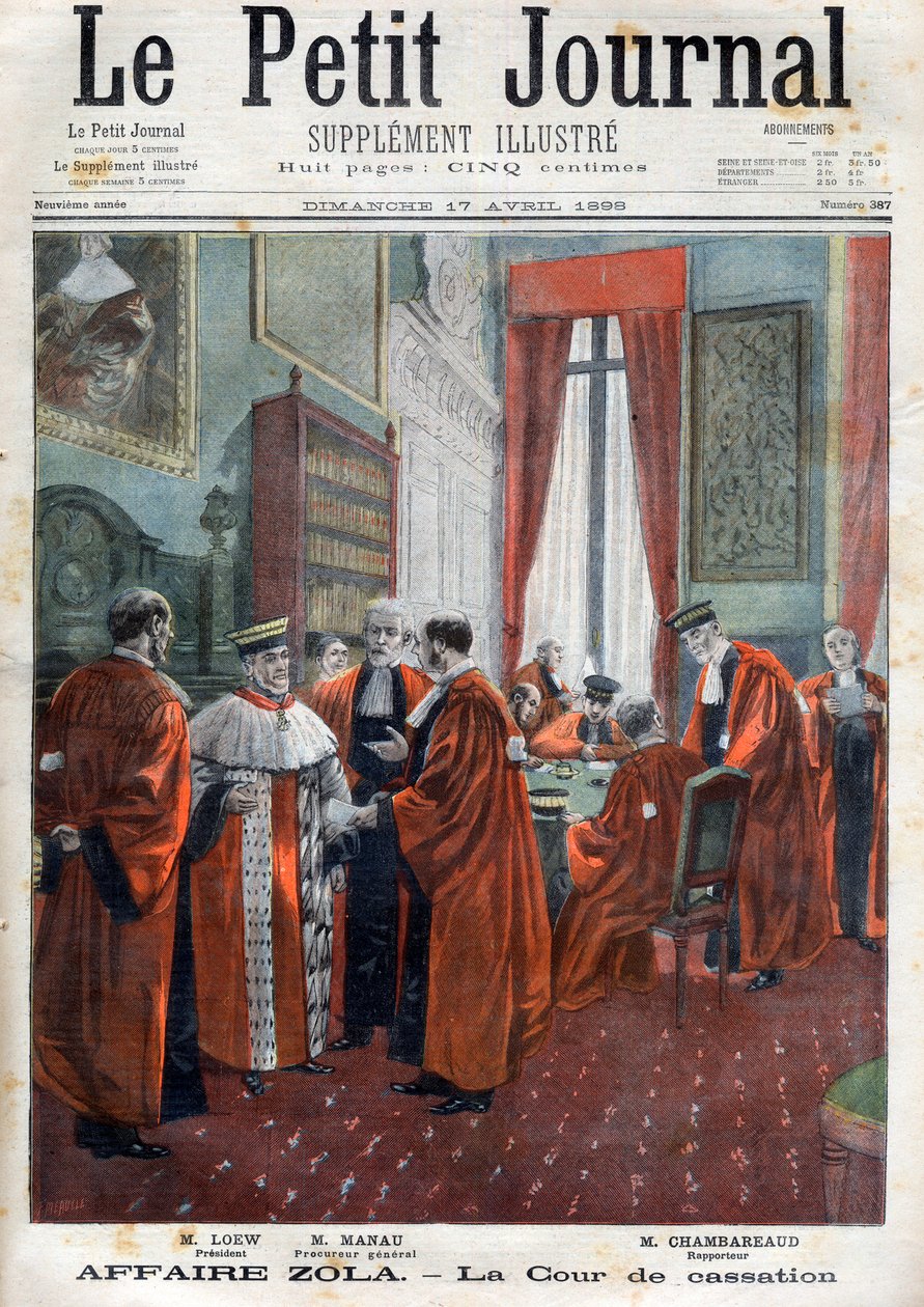 Processo Dreyfus - O Tribunal de Recurso Durante o processo, ilustração do "Le Petit Journal: suplemento ilustrado". de French School