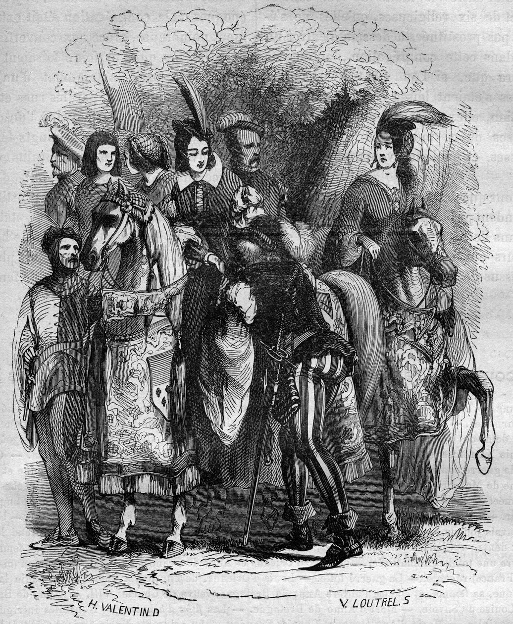 O caso da Torre da Nesle: Princesa Marguerite de Borgonha (1290-1315) e suas duas irmãs (Jeanne e Blanche) acusadas de adultério - Gravura em "Histoire de la prostitution et de la debauche dans tous les peuples du globe depuis antiquité à la present" (Hist de French School