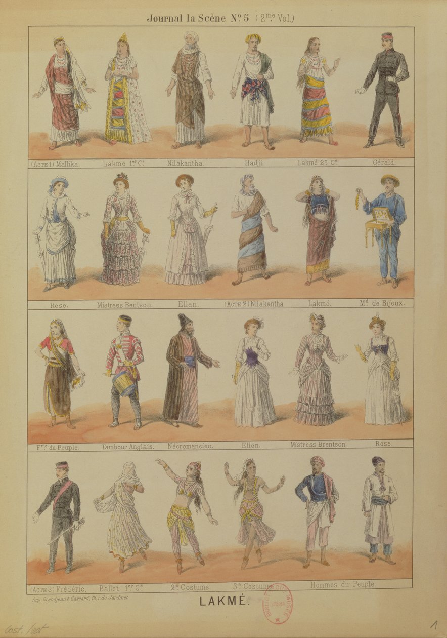 Elenco de personagens da ópera Lakme de Leo Delibes (1861-91) de French School