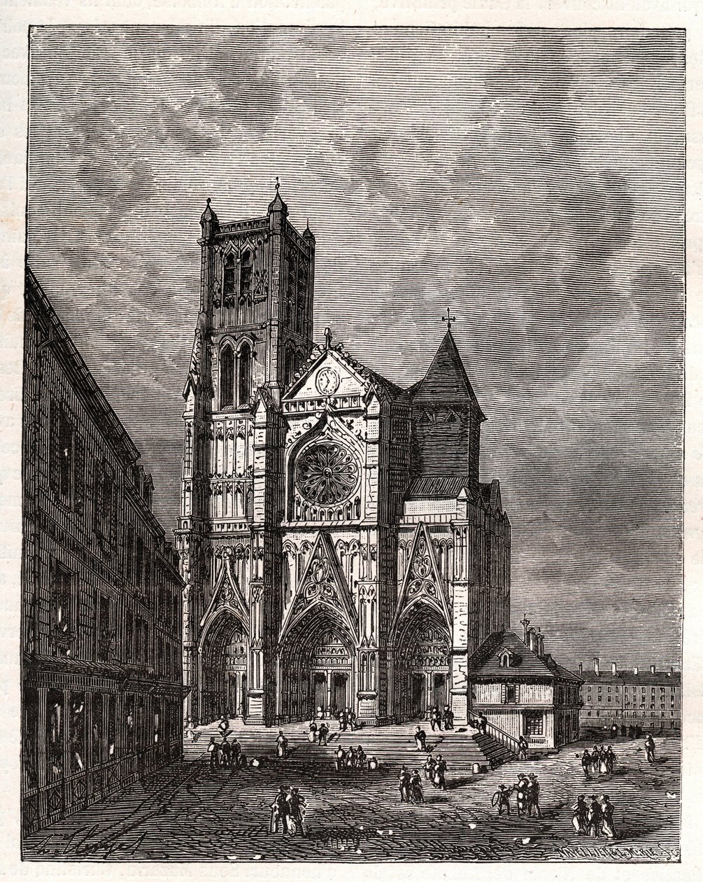 Catedral Saint-Etienne de Meaux - Seine-et-Marne - gravura em "La France illustree: geographie, histoire, administration statistique" de V.A. Malt-Brown. 1884 de French School