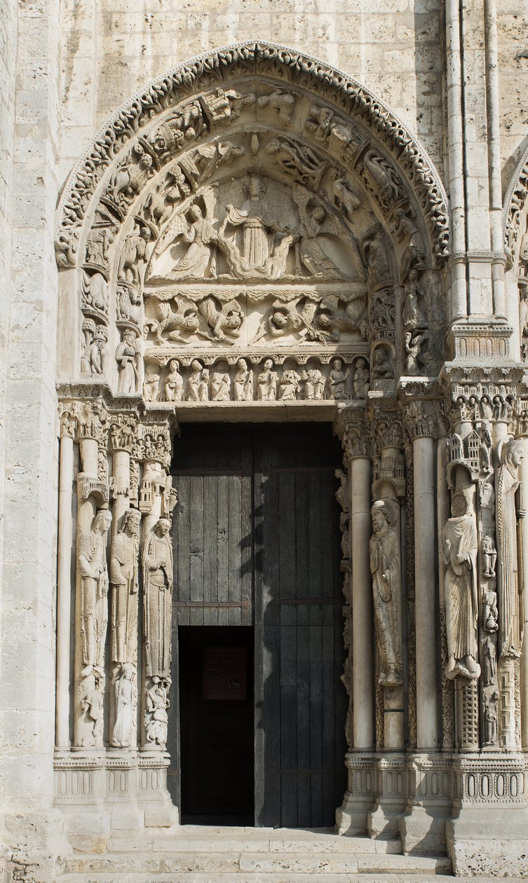 Cathedrale de chartres, baía à esquerda do portão real virada para oeste disse que a subida de French School