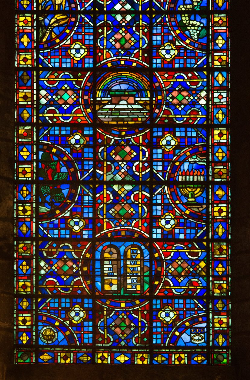 Cathedrale de chartres, detalhe do vitral da paz de French School