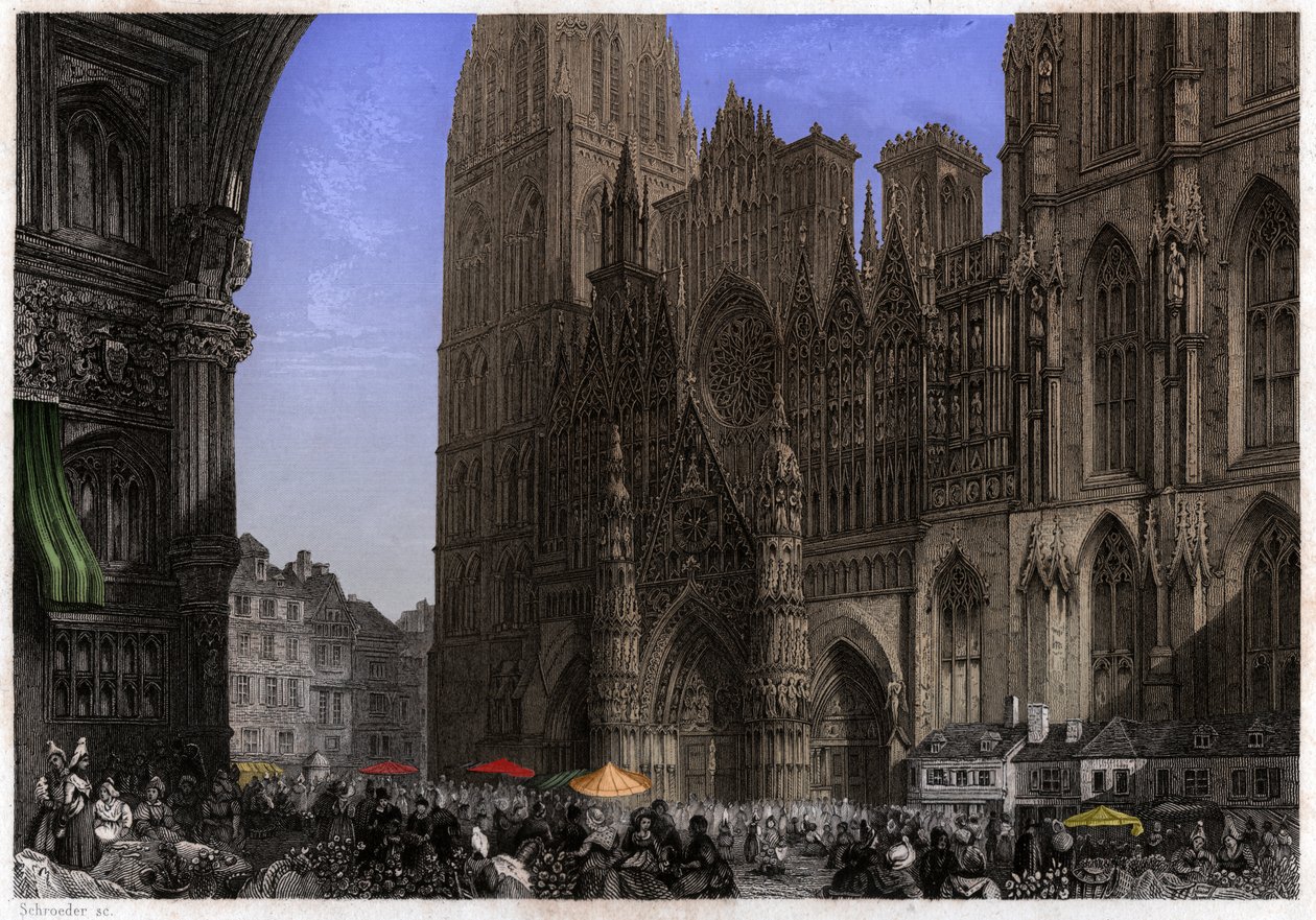 A Catedral de Rouen. (gravura, ca. 1850) de French School