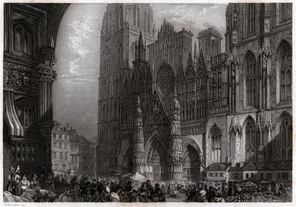 A Catedral de Rouen. (gravura, ca. 1850) de French School