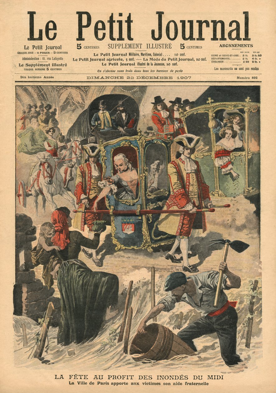 Celebração dada pela Ville de Paris para o benefício das vítimas das inundações no sul da França, ilustração de &39;Le Petit Journal&39;, suplemento ilustre, 22 de dezembro de 1907 de French School