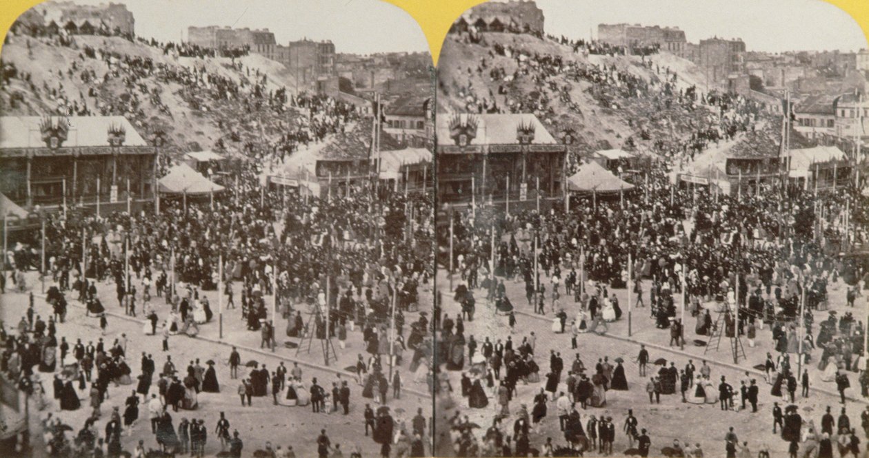 Celebração em Montmartre, Paris, visão estereoscópica, c.1860 de French School