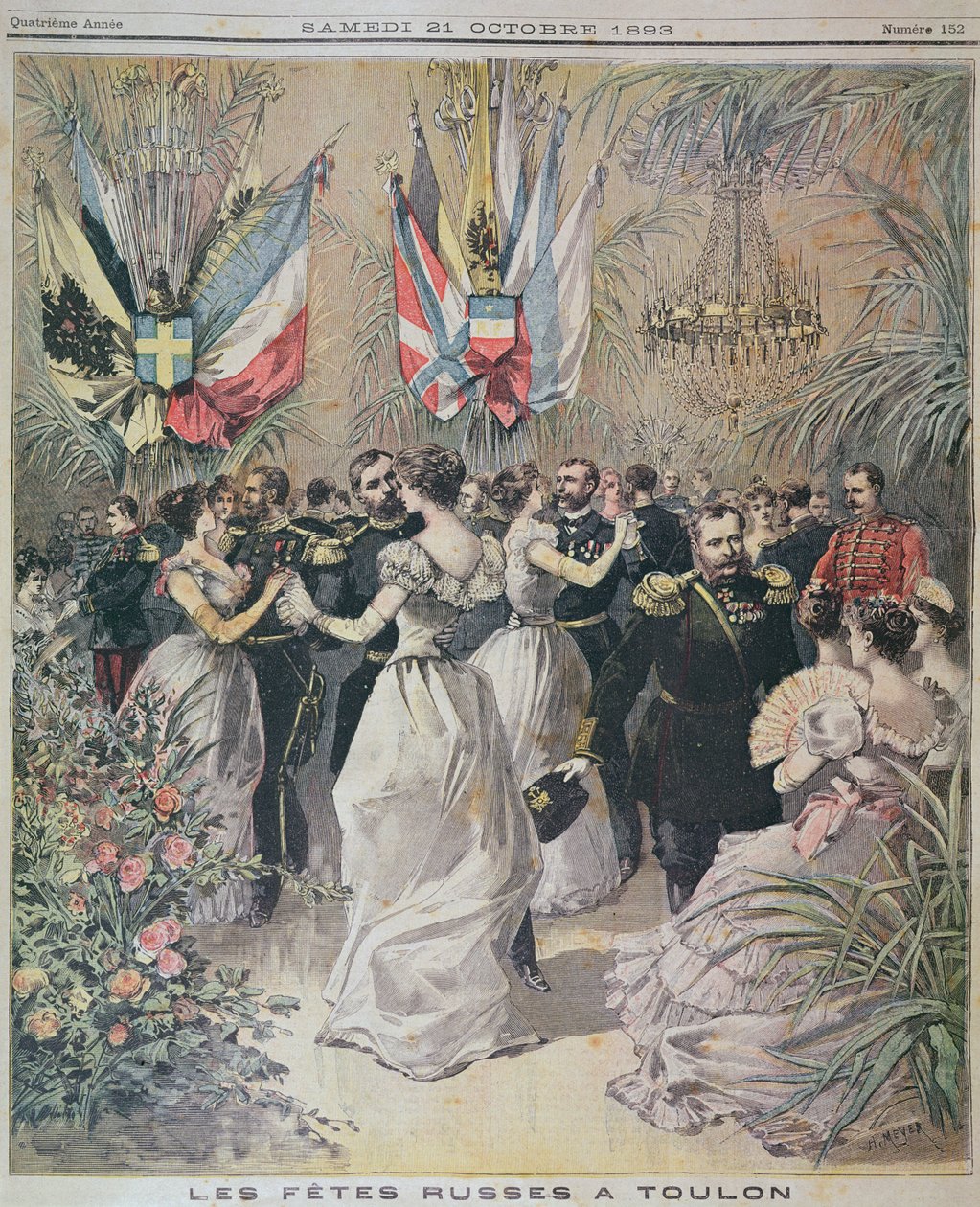 Celebrações em honra da Visita da Frota Russa em Toulon, capa do le Petit Journal, 21 de outubro de 1893 de French School