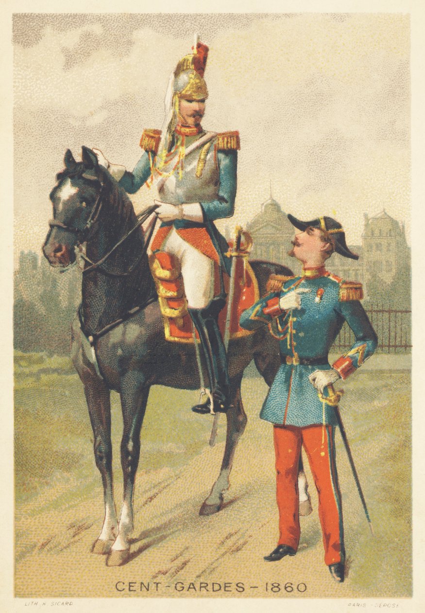 Centengudes em 1860 (Corpo de Cavalaria de Elite encarregado da guarda pessoal do Imperador Napoleão III, criado em 1854, dissolvido em 1870) de French School