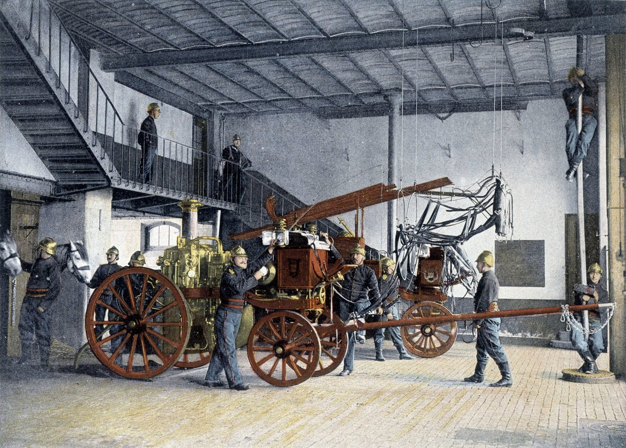 Posto central, chamada ao fogo - em "Álbum Militar" - bombeiros de French School