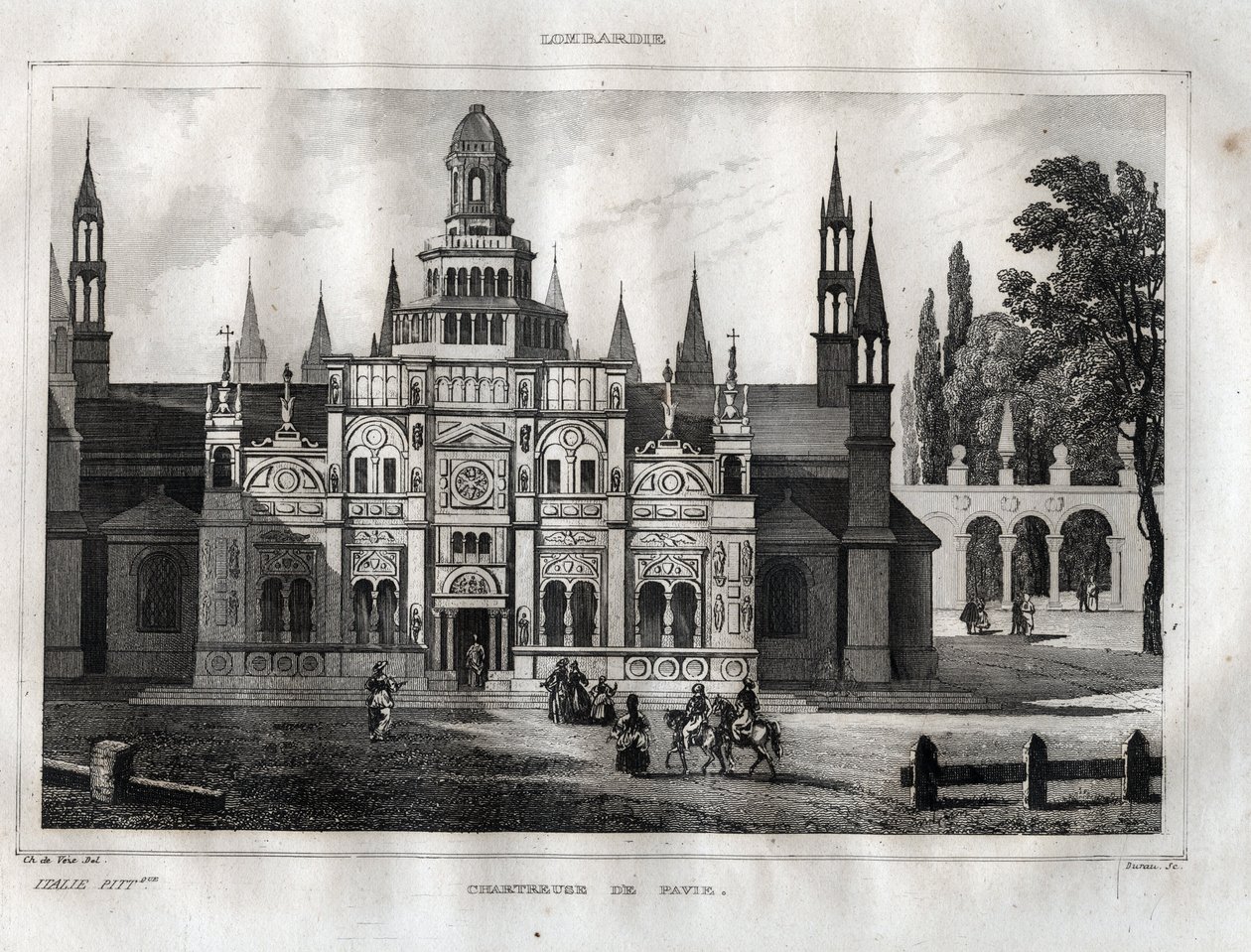 Certosa di Pavia - Chartreuse of Pavia - Gravura de "Picturesque Italy" de M. de Norvins, Ch. Nodier 1834-1836. de French School