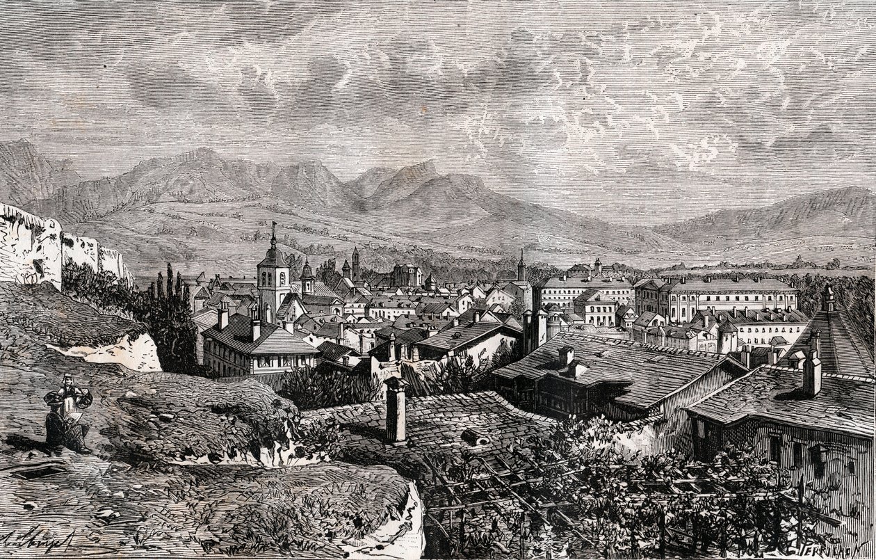 Chambery - Savoie - gravura em "La France illustree: geography, history, statistical administration" de V.A. Malt-Brown. 1884 de French School