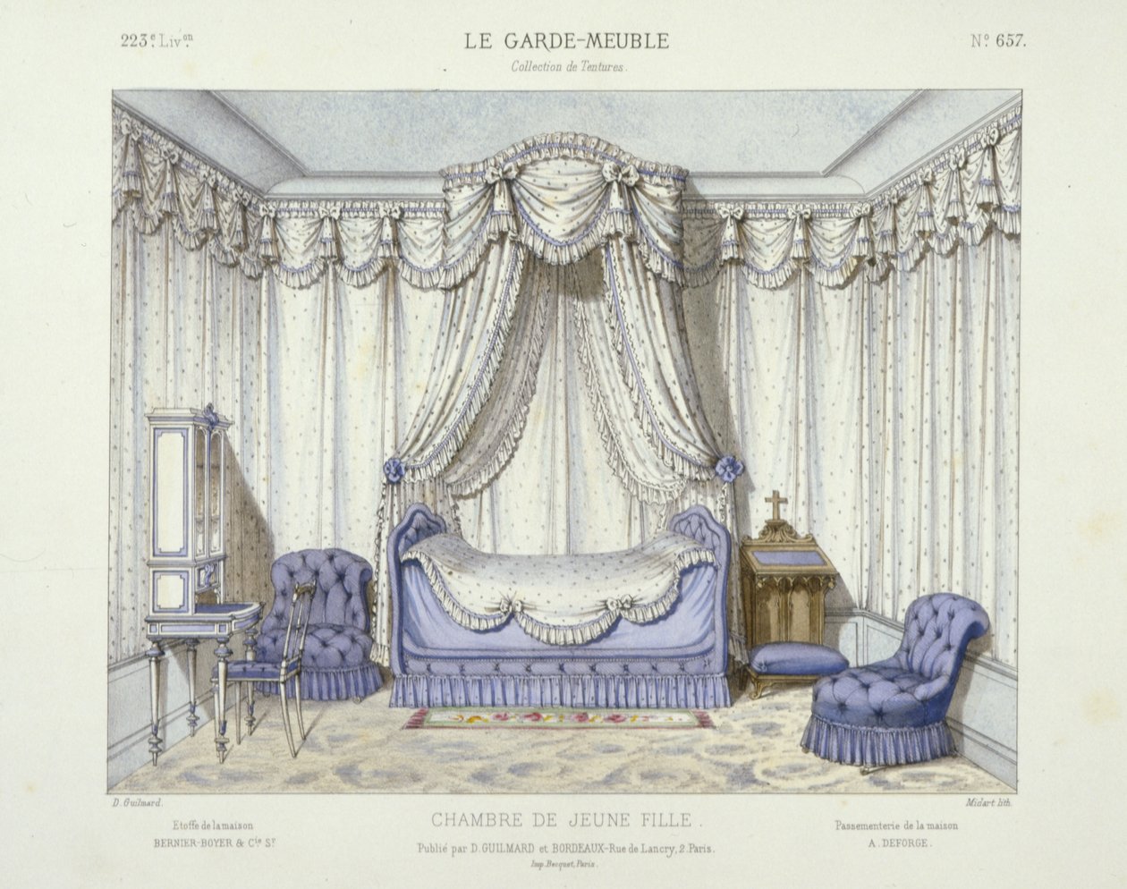 Chambre de Jeune Fille, de Le Garde-Meuble, Pub. Paris, c.1890 (litografia a cores) de French School