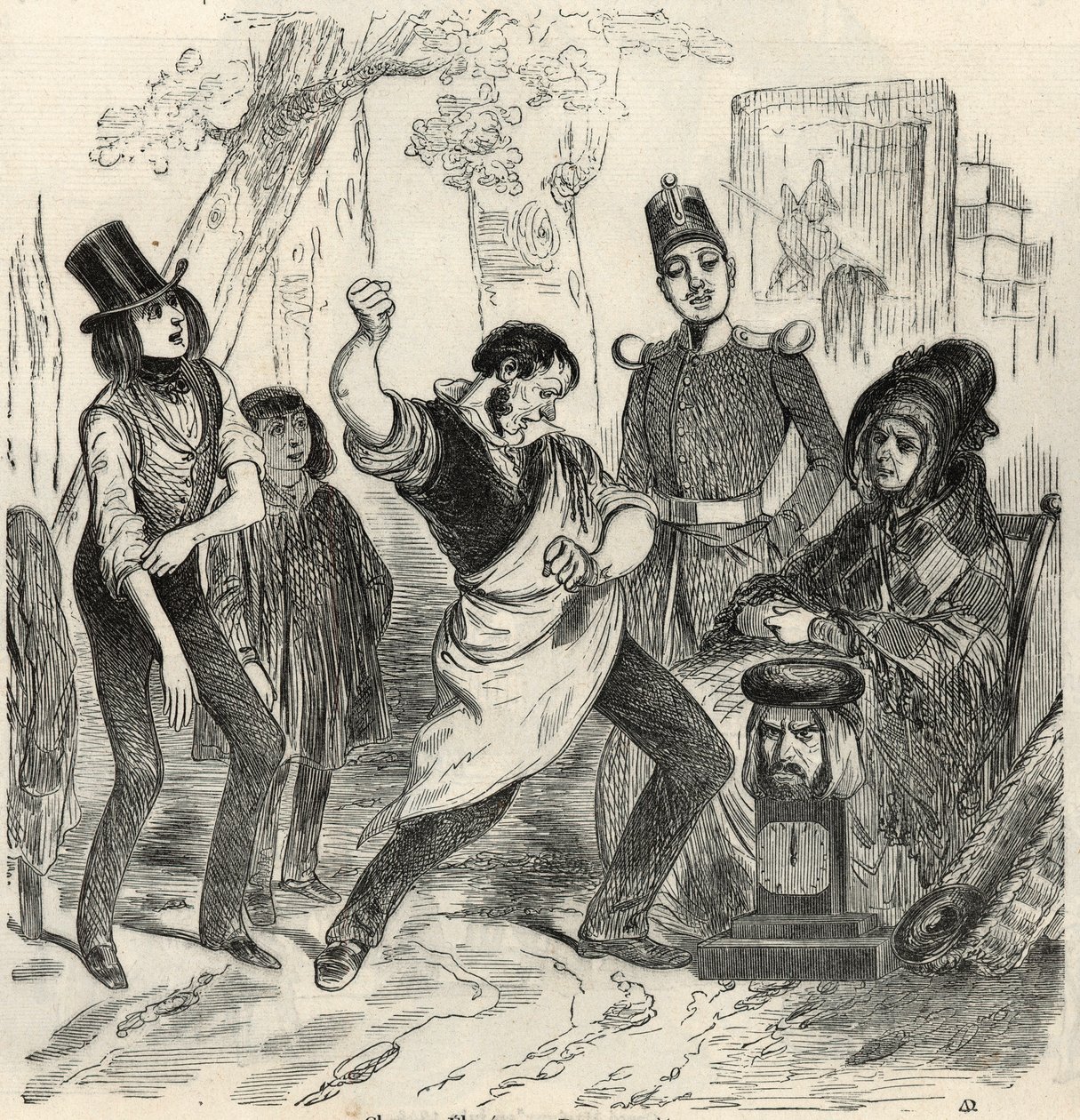 Champs-Elysees (Champs Elysees) - Dynamometer - Engraving in "Tableau-de-Paris" de Edmond Texier 1852 de French School