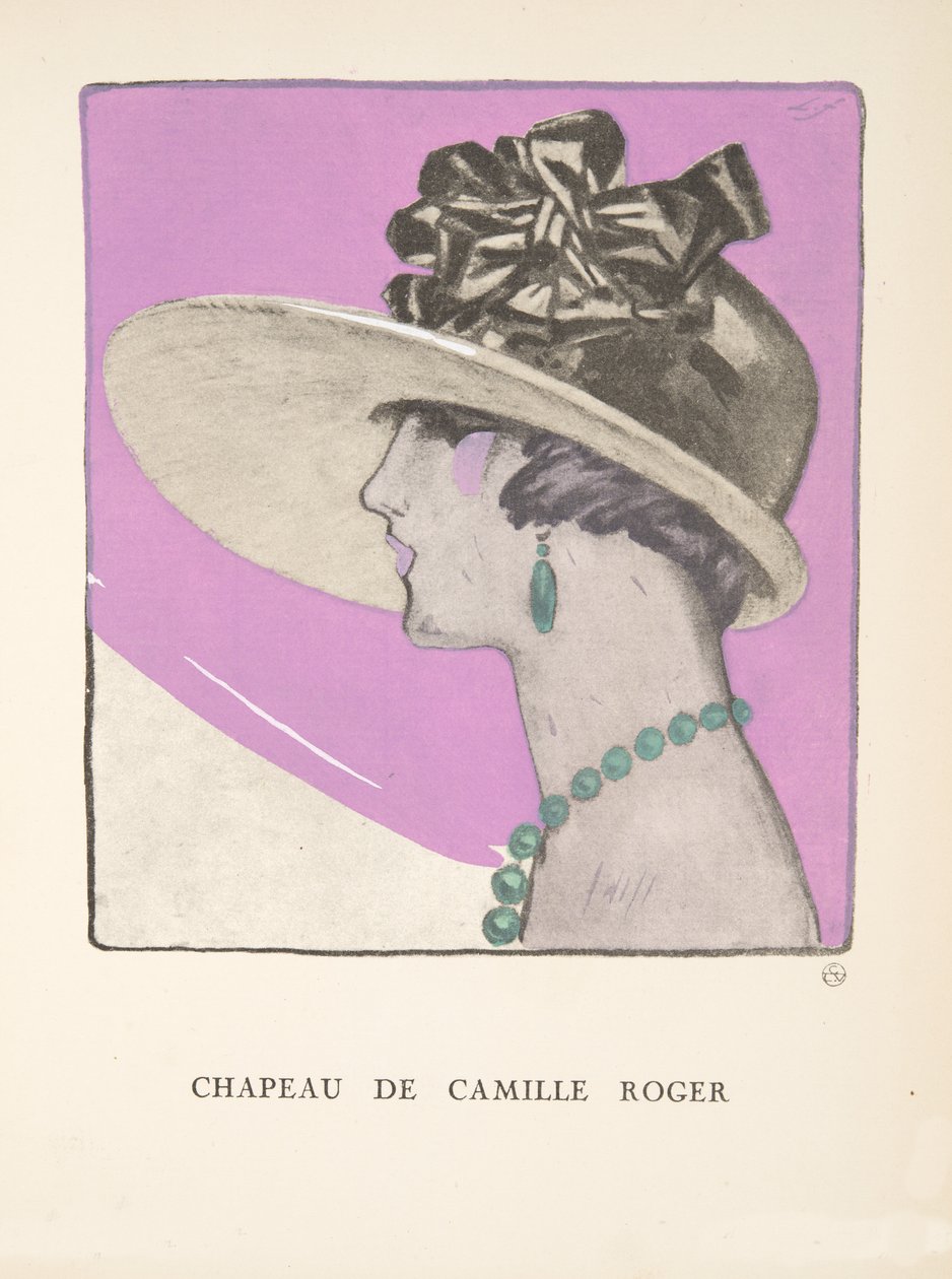 Chapeau de Camille Roger, de uma Coleção de Chapas de Moda de French School