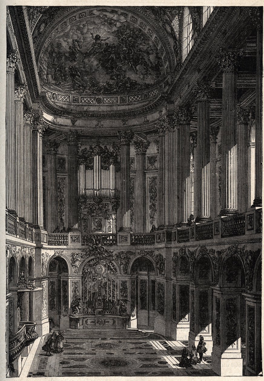 Capela do Palácio de Versalhes - Capela do Castelo de Versalhes - gravura em "PATRIE" - DESCRIÇÃO PECTURERIQUE DE LA FRANCE EN 6 VOLUES BY LUCIEN HUARD - final do século XIX de French School
