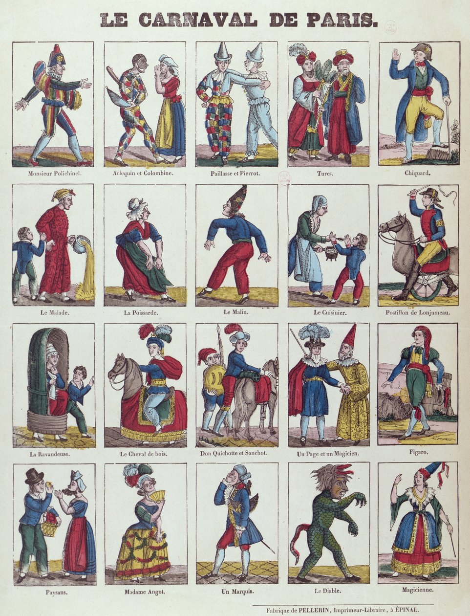Personagens do Carnaval de Paris, c.1840 de French School