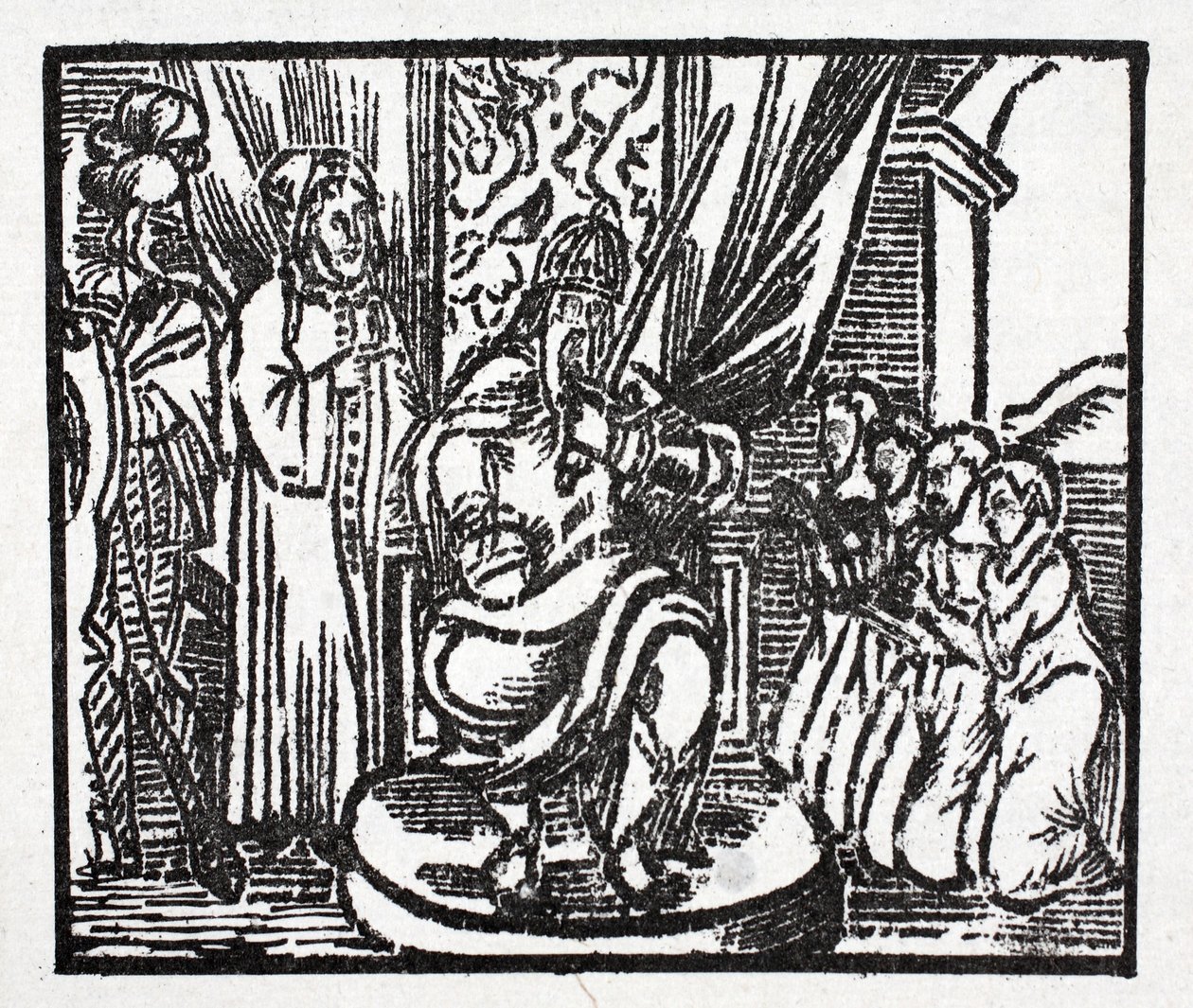 Carlos Magno nomeia os cavaleiros Reynauld, Guichard, Alard e Richardet, filhos do duque de Aymon de French School