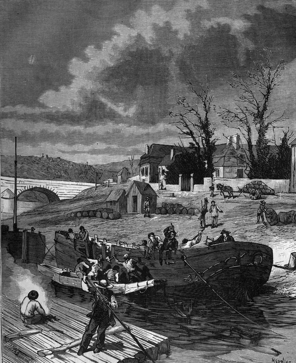 Charles Dallery (1754 - 1835) mandou Helice colocar seu barco a vapor em pedaços. em "História popular da ciência, invenções e descobertas desde os primeiros séculos até os dias de hoje" por Bitard Adolphe 1880. de French School