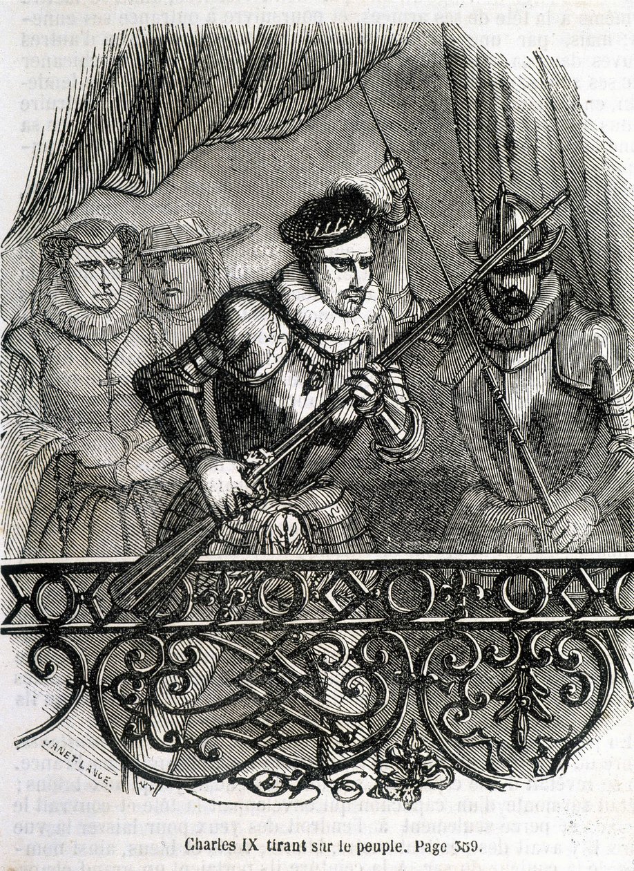 Charles IX puxando o povo - no "Histoire de France" de L.-P. Anquetil de French School