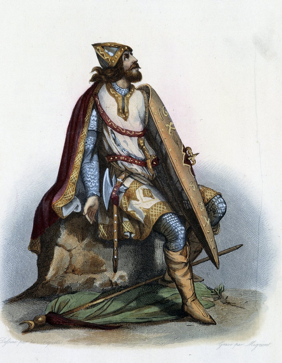 Charles Martel (688-741) Duque da Austrália- em "Le Plutarque francais", de Mennechet, Paris de French School