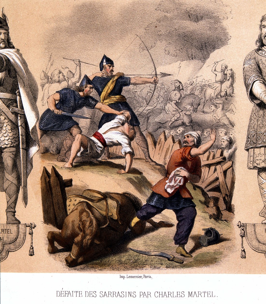 Charles Martel derrotou os sarracenos em Poitiers, 732. de French School