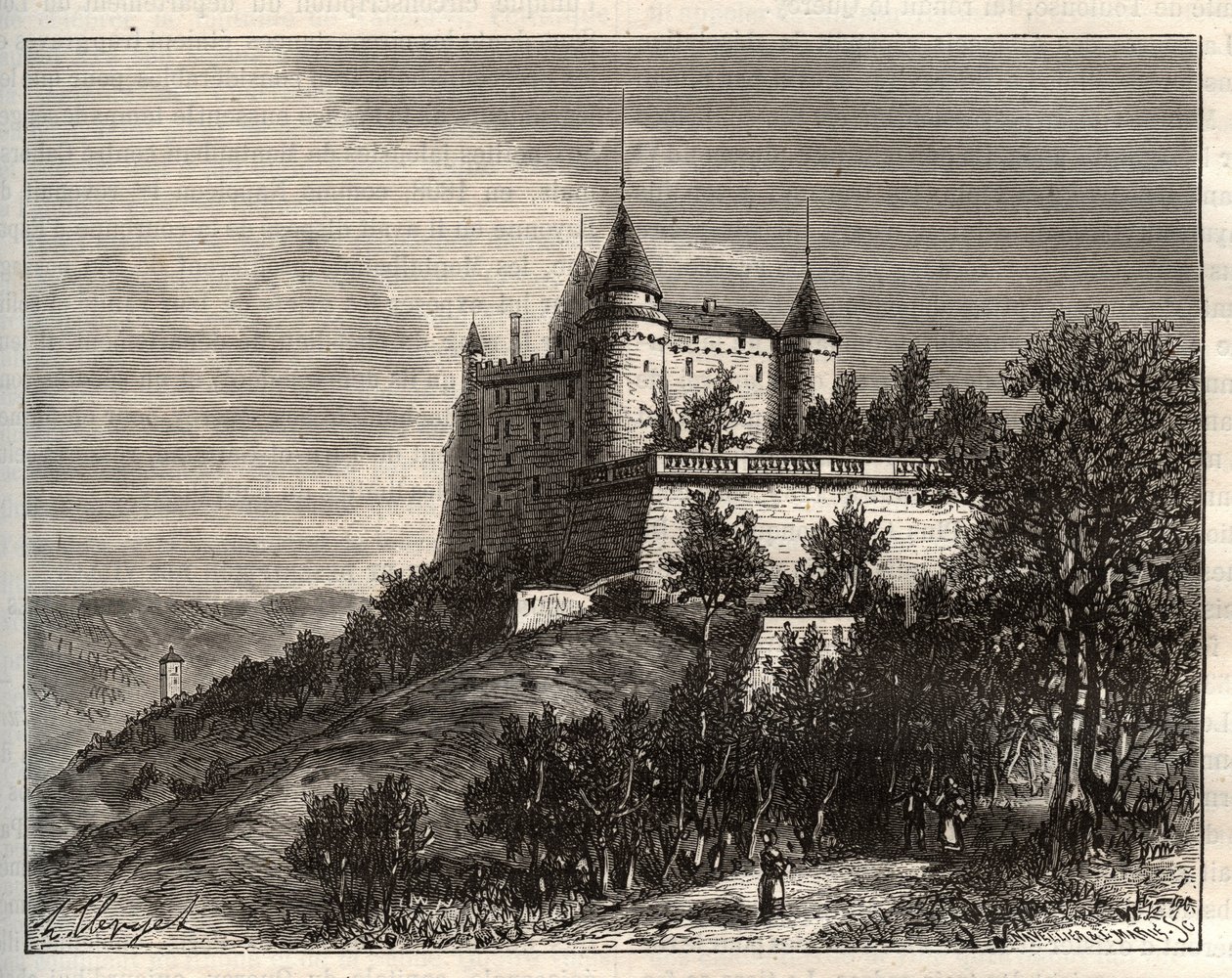 Chateau de Mercues - Cahors - gravura em "La France illustree: geography, history, statistical administration" de V.A. Malt-Brown. 1884 de French School