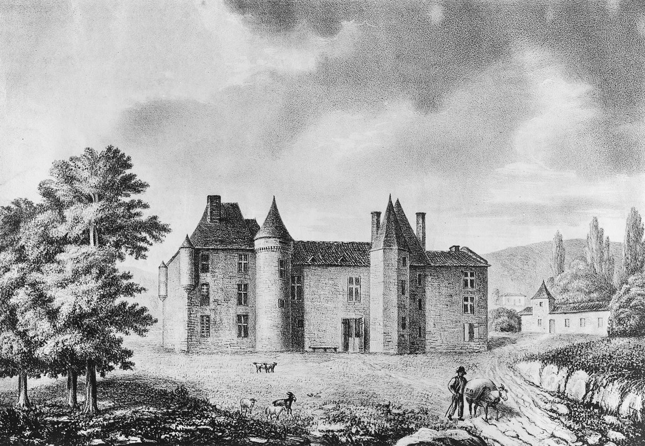 Chateau de Montaigne, Dordogne (gravura) de French School