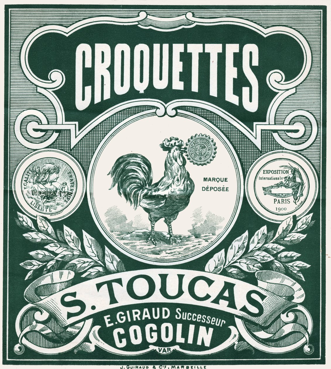 Croquetes de galinha. c.1900 (gravura) de French School