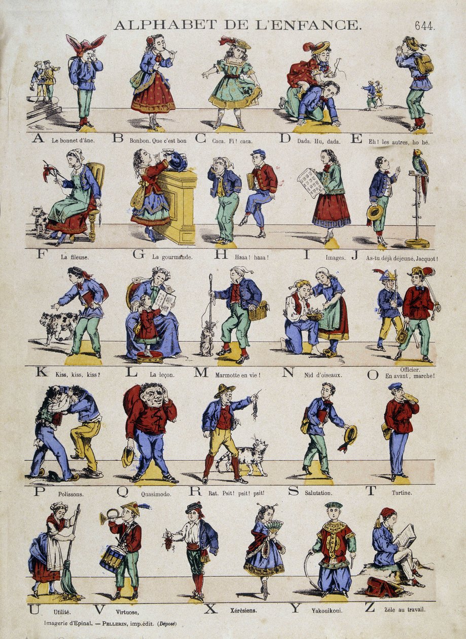 Alfabeto infantil. Imagem de Epinal, sd. século 19. de French School