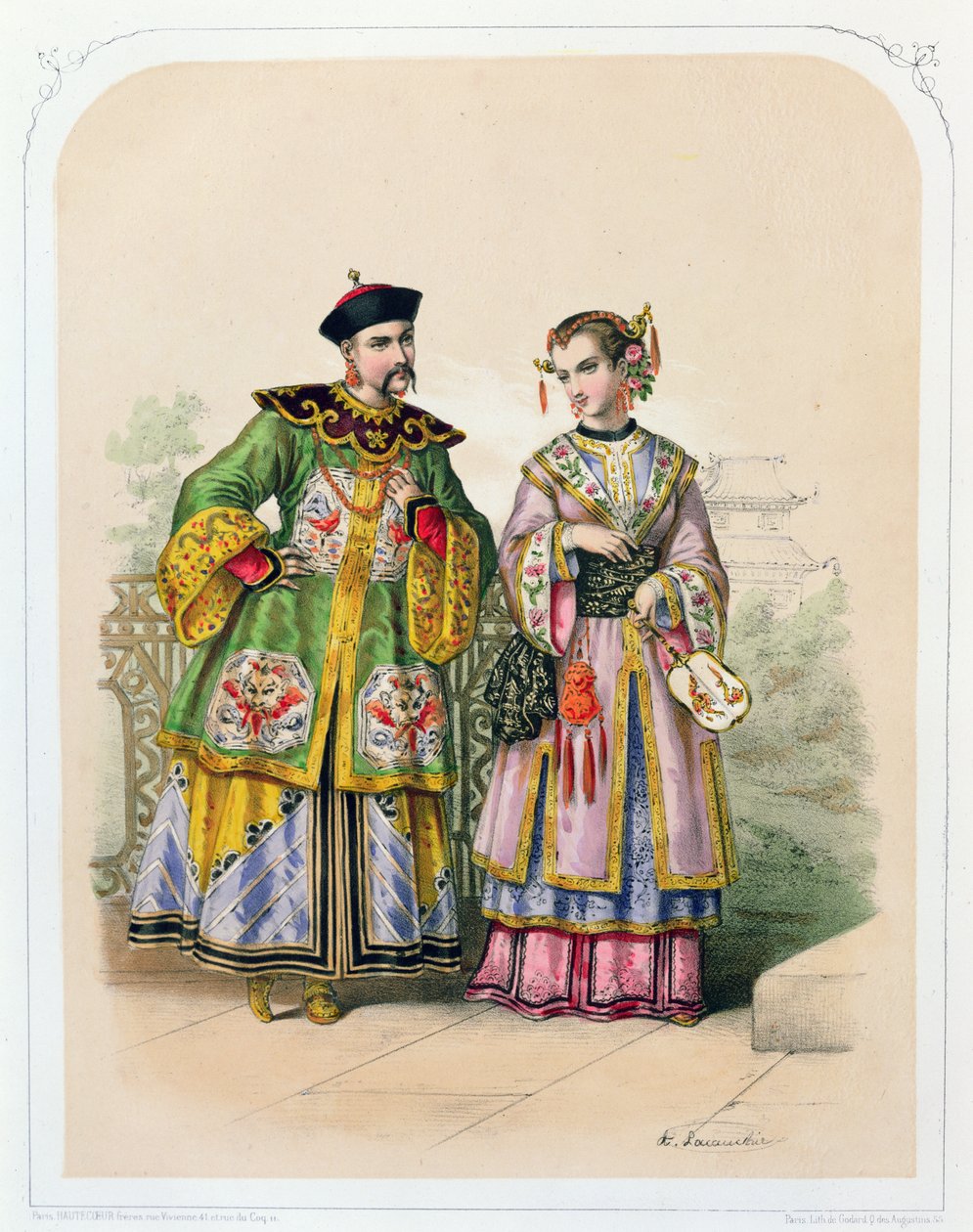 Cavalheiro e senhora chineses, meados do século XIX de French School