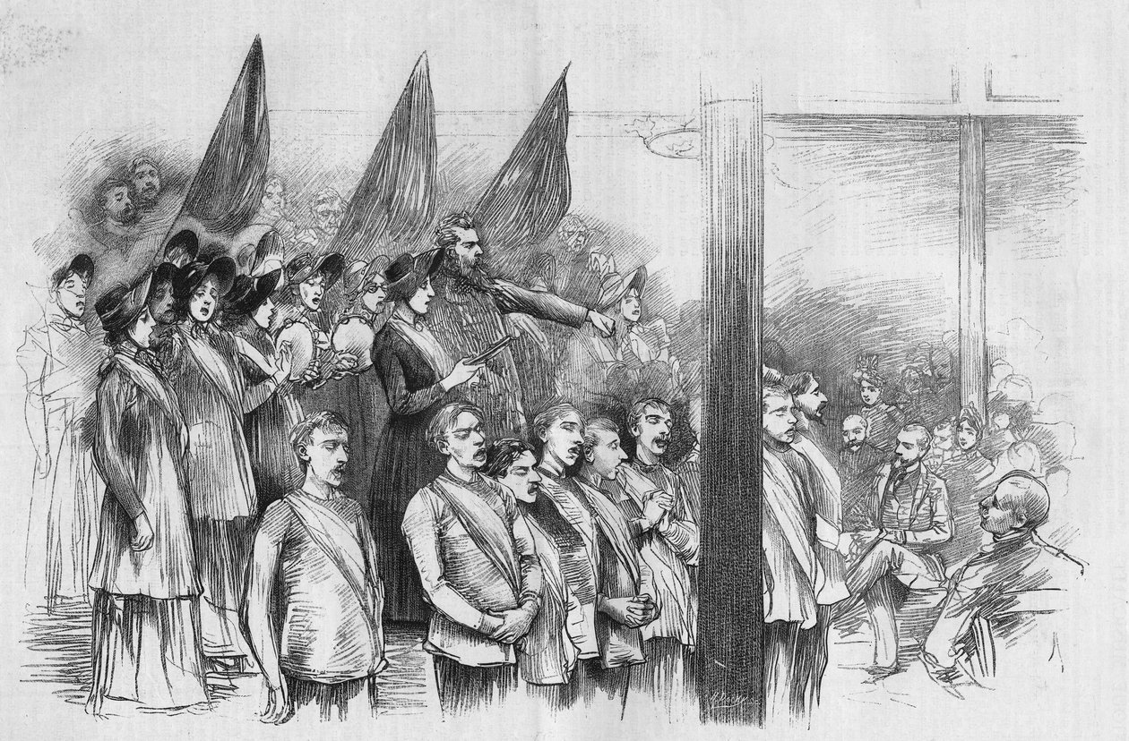 Coro durante uma consagração de neófitos do Exército de Salvação em Paris de French School