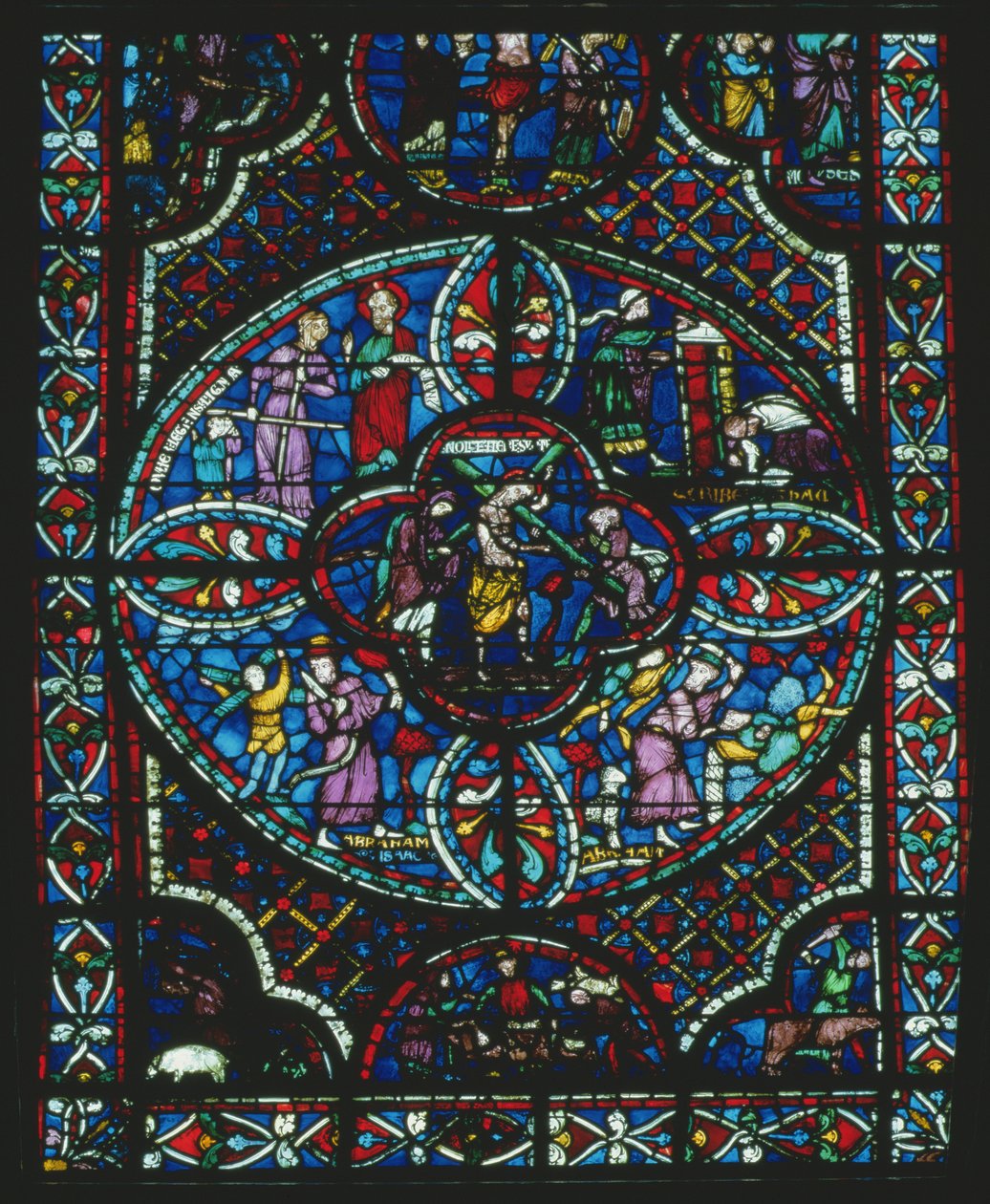 Cristo carregando a cruz, detalhe de uma janela de lanceta retratando o juízo final (ver 222515) de French School