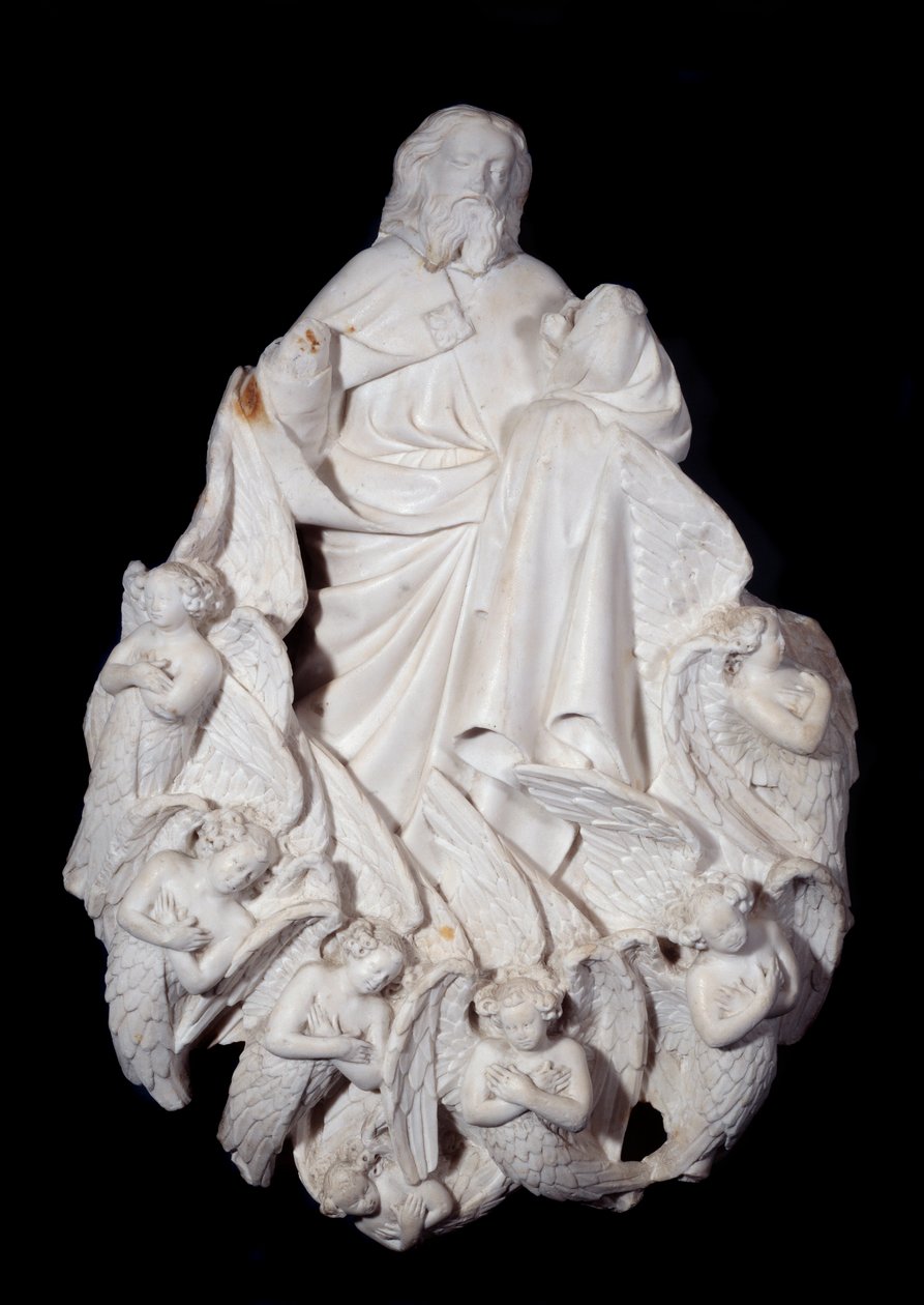 Cristo rodeia os anjos. Escultura em mármore, escola francesa de French School