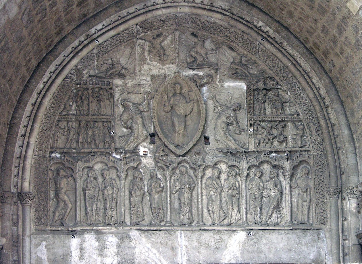 Cristo com dois anjos e cenas da vida de St. Etienne, da porta norte de French School
