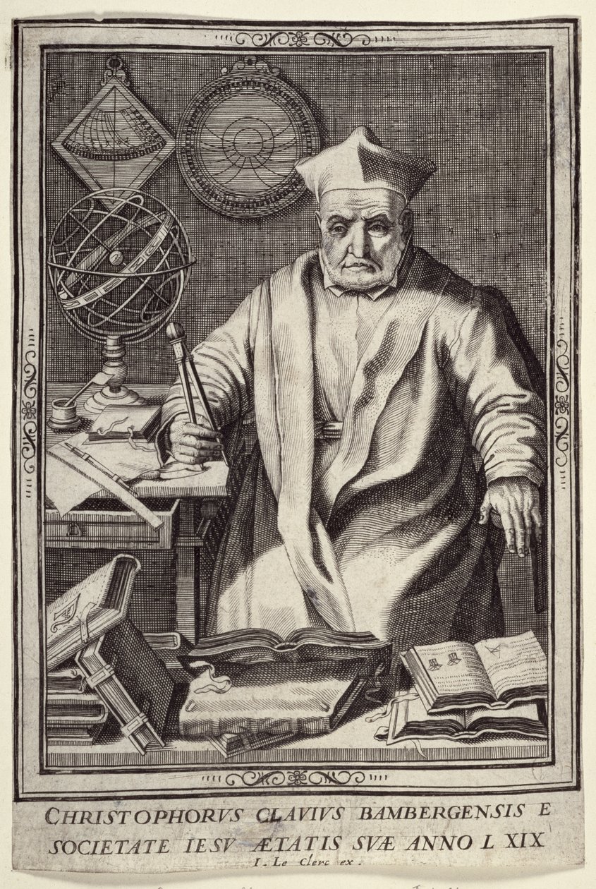 Christopher Clavius (1537-1612) Com 69 anos, publicado por Jean Le Clerc, c.1606-07 de French School