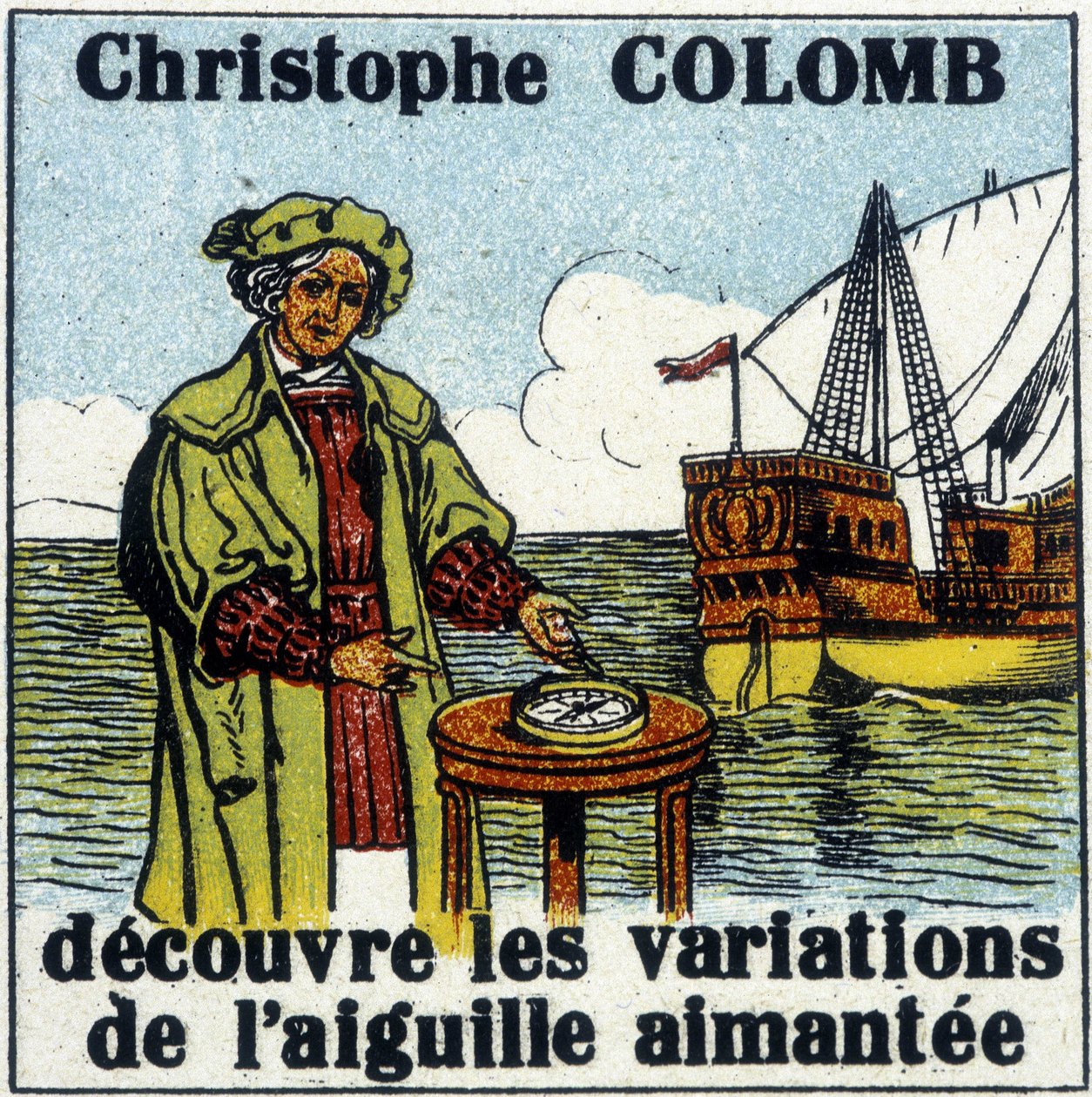 Cristóvão Colombo descobre as variações da agulha magnética de French School