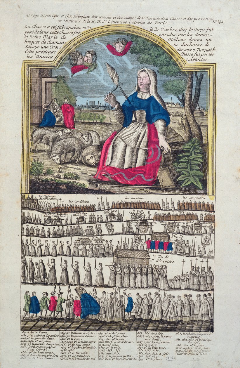 Cronologia e representação da procissão de St. Genevieve de French School