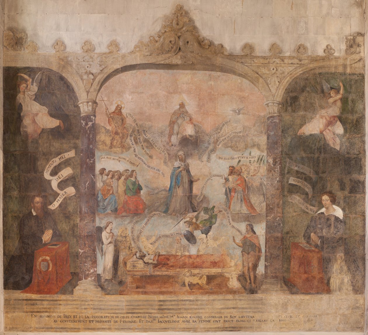 Igreja (Eglise Saint-Jean-Baptiste). Interior. Capela Saint-Fursy. Pinturas murais. A glorificação de Maria (fresque dite de la bonne mort). Início do século XVII. de French School