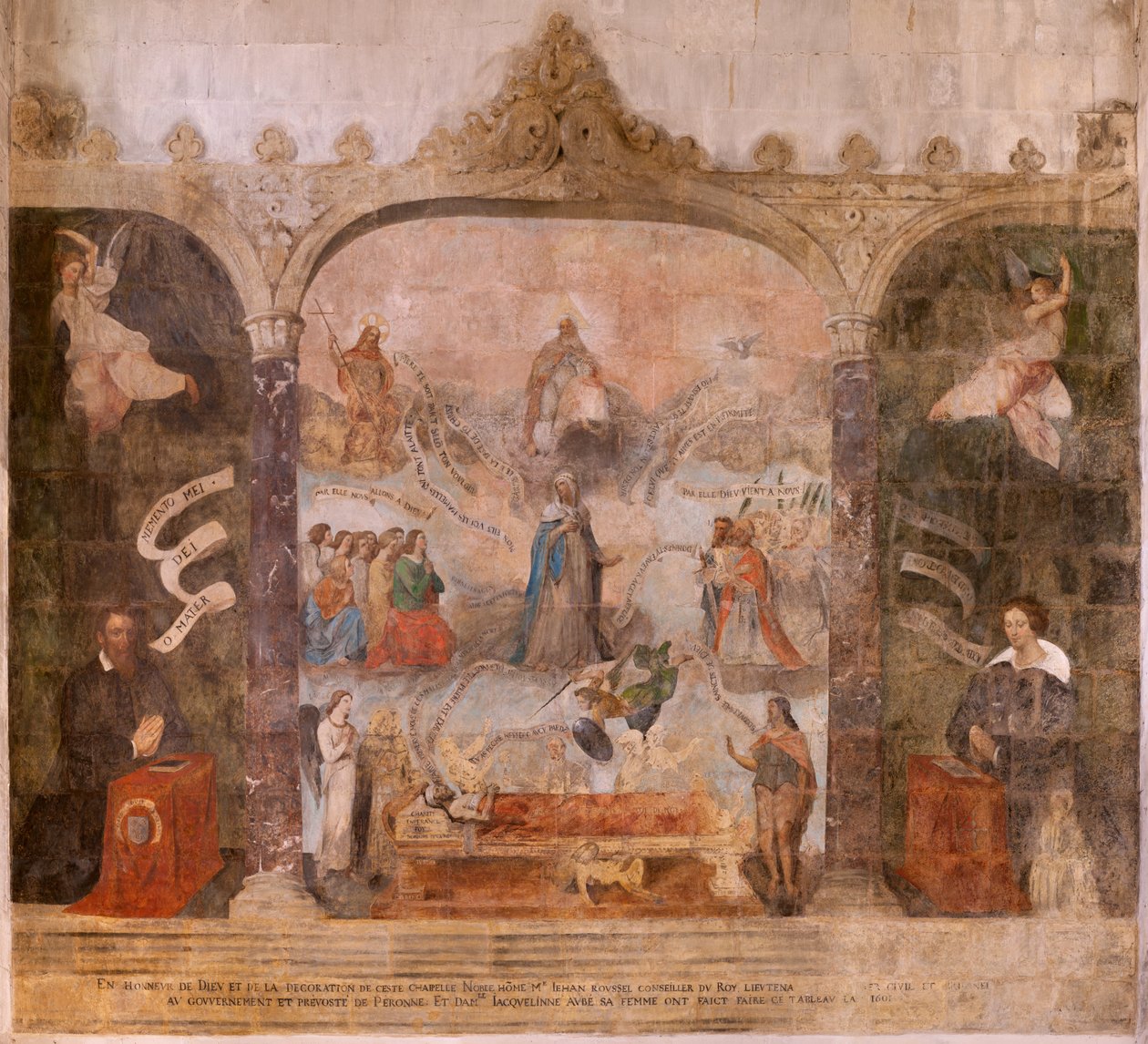 Igreja (Eglise Saint-Jean-Baptiste). Interior. Capela Saint-Fursy. Pinturas murais. A glorificação de Maria (fresque dite de la bonne mort). Início do século XVII. de French School